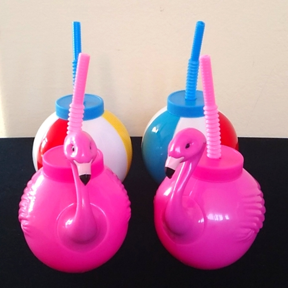 D-NWT Sets of 4 Cups with Reusable Straws
